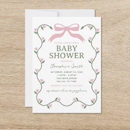Blå med blommor från Vine Baby Shower Inbjudningar