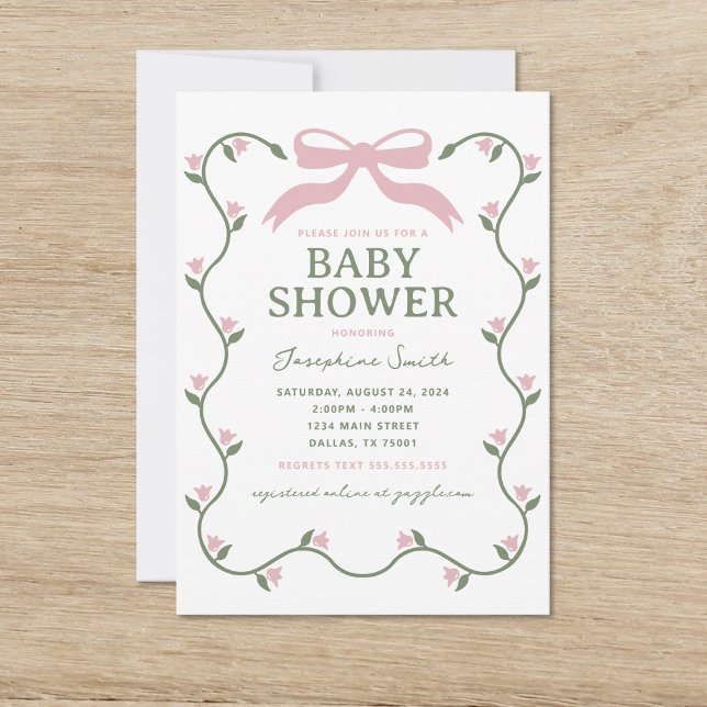 Blå med blommor från Vine Baby Shower Inbjudningar (Skapare uppladdad)