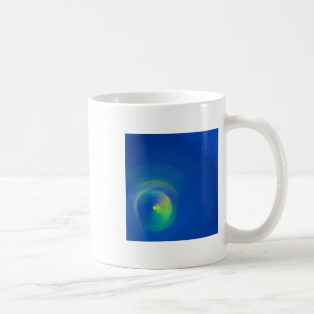 Blå Med En Ljusgul Abstrakt Penseldrag 2  Kaffemugg (Höger)
