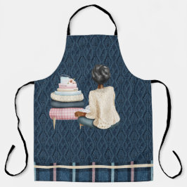 BLÅ MED KVINNSTOL OCH BOKAR I PELEN