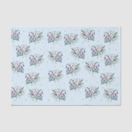 Blå med Lila blommor och Guld punkter