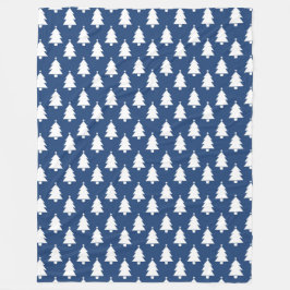 BLÅ MED RADER AV VITA JULGRANAR FLEECEFILT