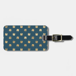 BLÅ MED SÖT GULD SHAMROCKS BAGAGEBRICKA