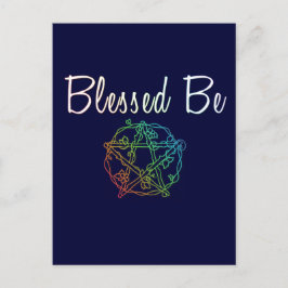 Blå med söt hjärtpentacle vykort