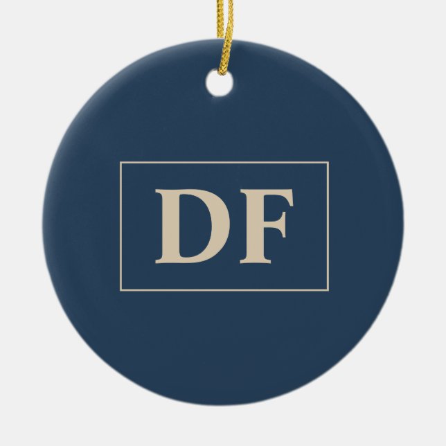 Blå med Vanilla Initialer Julgransprydnad Keramik (Framsidan)