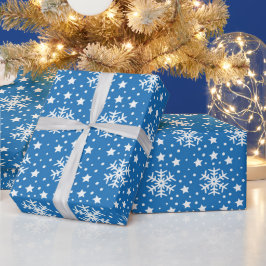 BLÅ MED VITCHRISTMAS HELGDAG SNÖFLINGOR PRESENTPAPPER