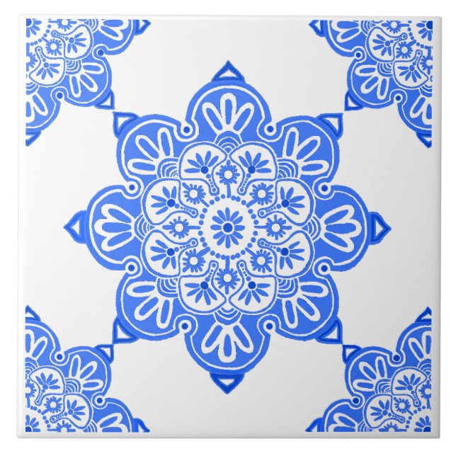 Blå medallion Ceramic Tile Kakelplatta (Framsidan)