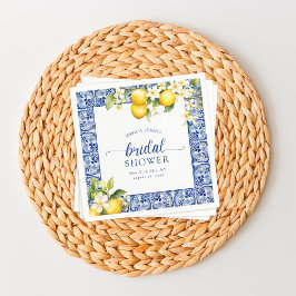Blå Medelhavs Citroner Bröllopsfest Pappersservett