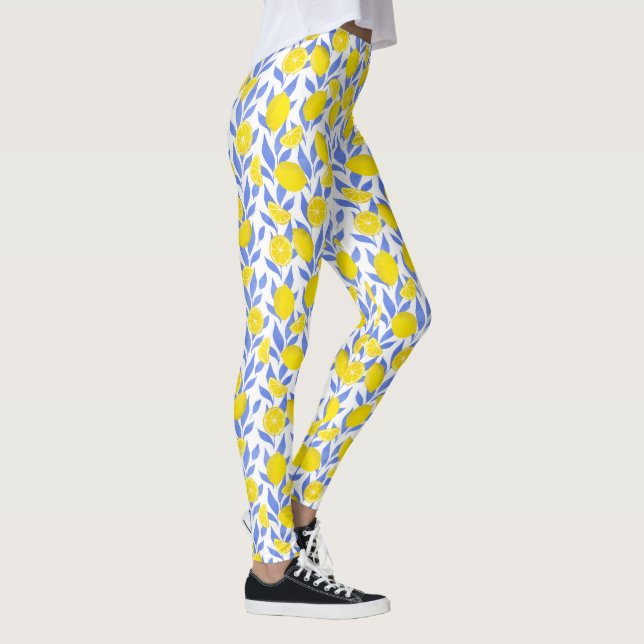 Blå Medelhavs citroner Leggings (Höger)