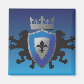 Blå medeltida Lejona Heraldry Magnet