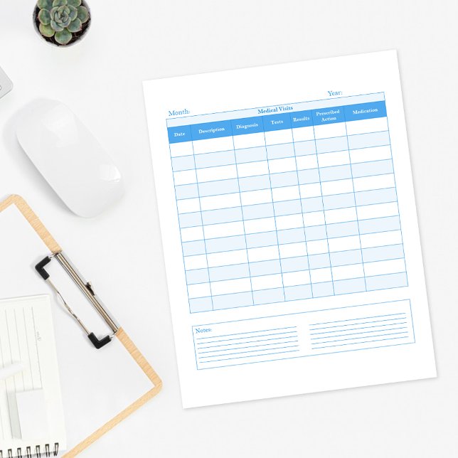Blå medicinska besök - personlig plannermall (Skapare uppladdad)
