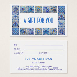 Blå mediterrana kakor, ram-presentkort visitkort