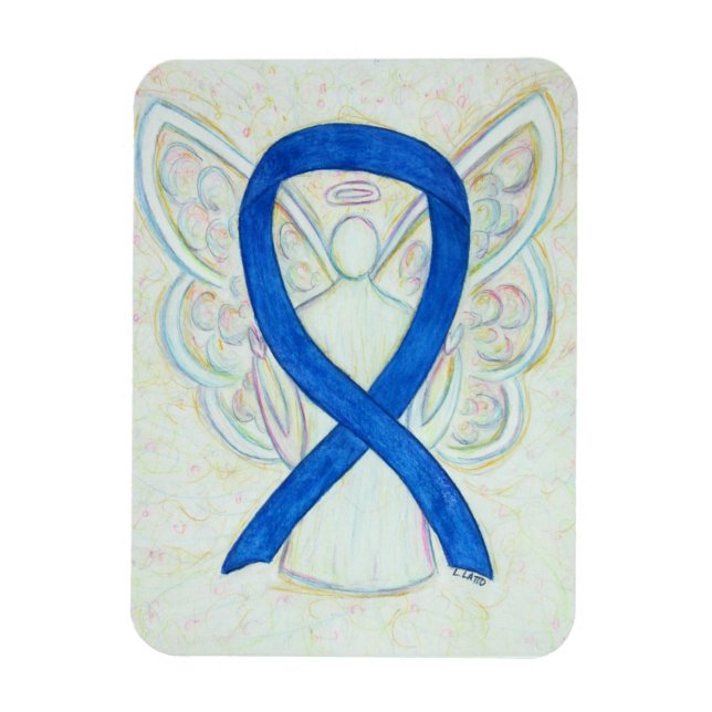 Blå medvetenhet Ribbon Angel Art Magnet (Vertikal)