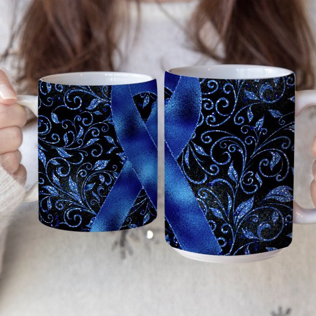 Blå medvetenhetsband muggdesign kaffemugg (Skapare uppladdad)