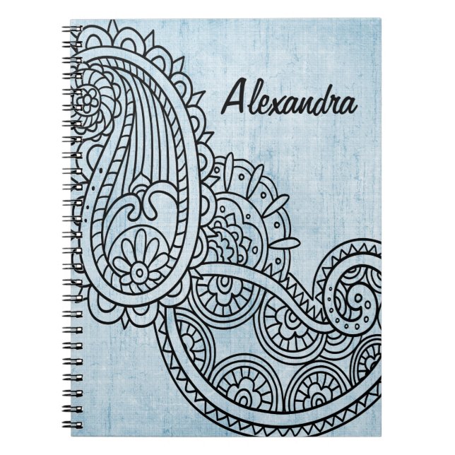 Blå Mehndi Motif-anteckningsbok Anteckningsbok (Framsidan)