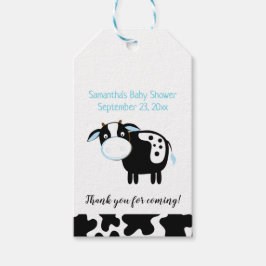 Blå mejeriko baby shower presentkort presentetikett
