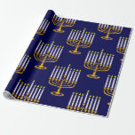 blå menorah hanukkah jewant print presentpapper<br><div class="desc">"blue menorah hanukkah jewant print", "blue hanukkah", "gult menorah", "hanukkah menorah", menorah, "lycklig hanukkah" , kanalukah, hannukah, Hanukkah, "jewant helgdagars"</div>