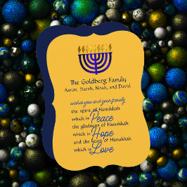 Blå Menorah Hanukkah-kort Julkort