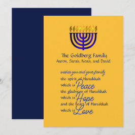 Blå Menorah Hanukkah-kort Julkort