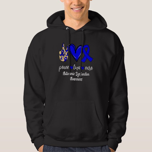 Blå menyfliksområdet Peace Kärlek Cure Autonom Dys Hoodie (Framsida)