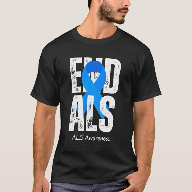 Blå menyfliksstöd för månadsvis slutAls-medvetenhe T Shirt (Framsida)