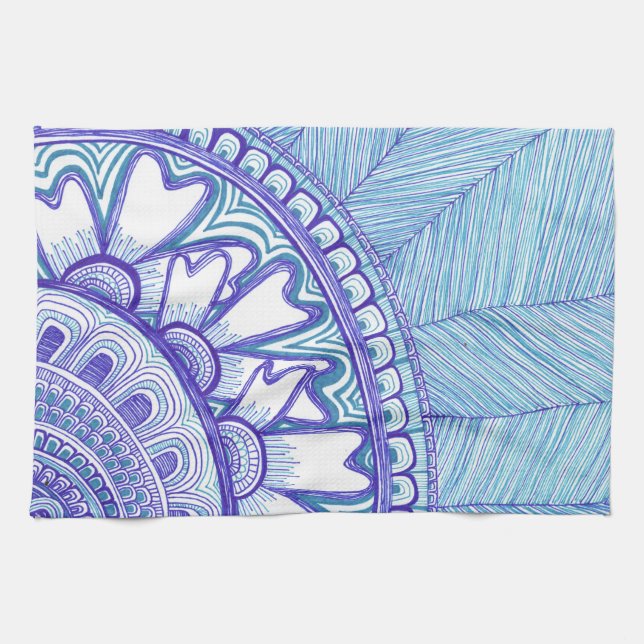 Blå menyfliksvinnare kökshandduk (Horisontell)