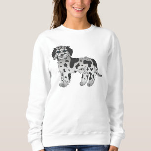 Blå Merle Mini Goldendoodle Söt Tecknad Hund T Shirt