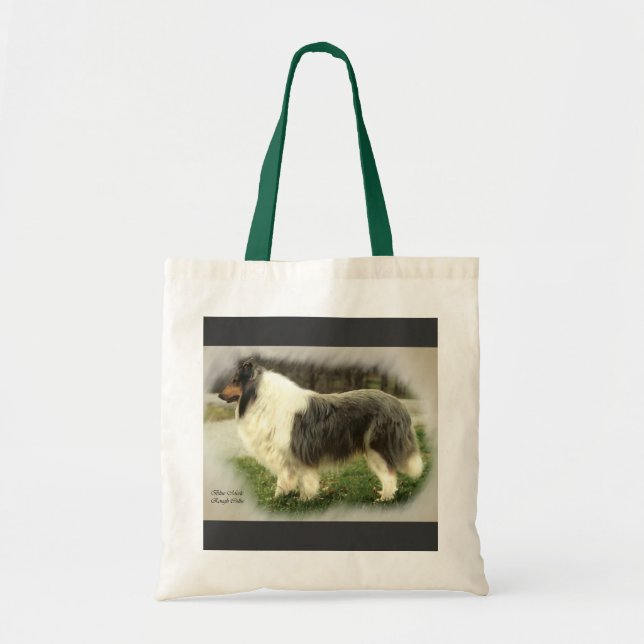 Blå Merle Rough Collie Art Gifts Tote Tygkasse (Framsidan)