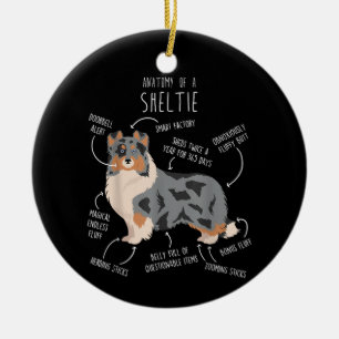Blå Merle Sheltie Shetland Sheepdog Anatomi, Rolig Julgransprydnad Keramik
