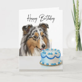 Blå Merle Sheltie Tårtdetektiv Kort