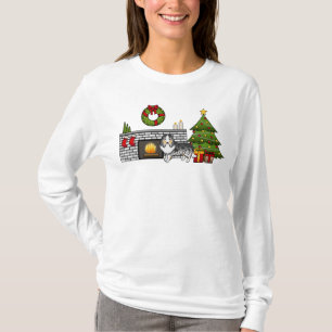 Blå Merle Shetland Sheepdog I Ett Julrum T Shirt