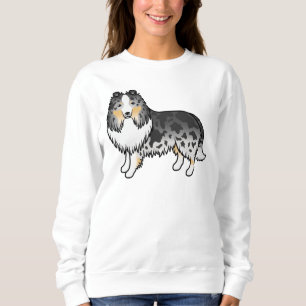 Blå Merle Shetland Sheepdog Sheltie Tecknad Hund T Shirt