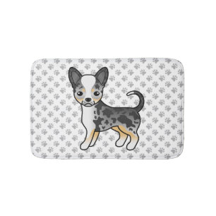 Blå Merle Slätpälsad Chihuahua Hund & Tassar Badrumsmatta