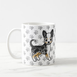 Blå Merle Slätpälsad Chihuahua Söt Hund & Tass Kaffemugg