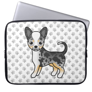 Blå Merle Slätpälsad Chihuahua Söt Hund & Tass Laptop Fodral
