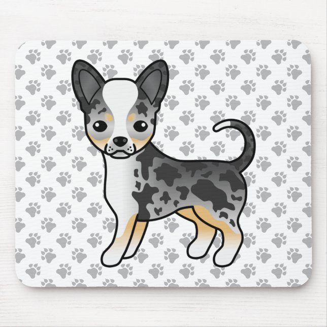 Blå Merle Smooth Coat Chihuahua Hund & Tassar Musmatta (Framsidan)