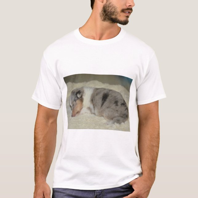 Blå Merle White- och Tan-valparkläder T-shirt (Framsida)