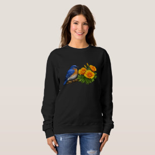 Blå mesarfågel med kalifornisk vallmo t shirt