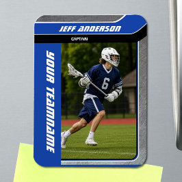 Blå Metall ILacrosse Spelar Foto Magnet