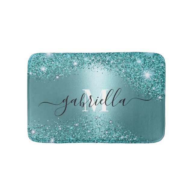 Blå Metall och Glitter Badrumsmatta (Framsidan)