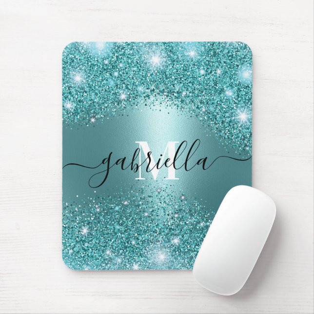 Blå Metall och Glitter Musmatta (Med mus)