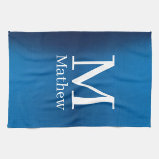 blå metallisk abstrakt blank monogram namn man  kökshandduk
