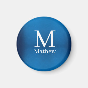 blå metallisk abstrakt blank monogram namn man magnet