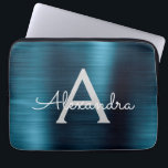 Blå metallisk modern Chic Stainless Steel Monogram Laptop Fodral<br><div class="desc">Blått och Grått Faux Stainless Steel Metallic Foil Modern och Elegant Monogram Sleeve. Den här monogrammade personligen laptop sleeve kan anpassas så att den omfattar ditt första och första namn och gör en perfekt jul- eller födelsedagsgift.</div>