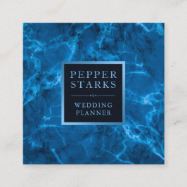 Blå metallisk Ram och marmor| Affärskort Fyrkantigt Visitkort