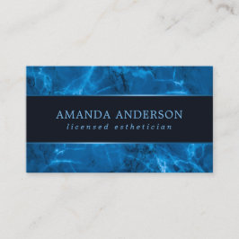 Blå metallisk Ram och marmor| Affärskort Visitkort