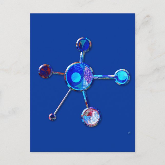 Blå metallmolekyl vykort (Framsida)