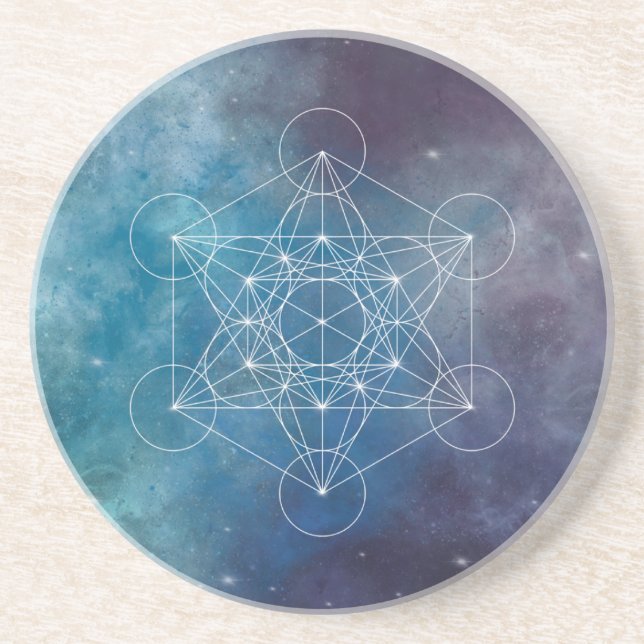 Blå Metatrons Kub Helig Geometri Underlägg (Framsidan)