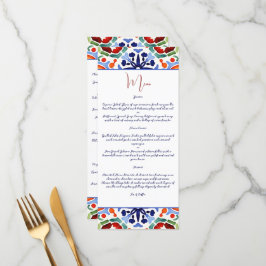 Blå mexikanska färgstarka talavera-panelmenymall meny