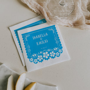 Blå Mexikanska Papel Picado Bröllop Pappersservett